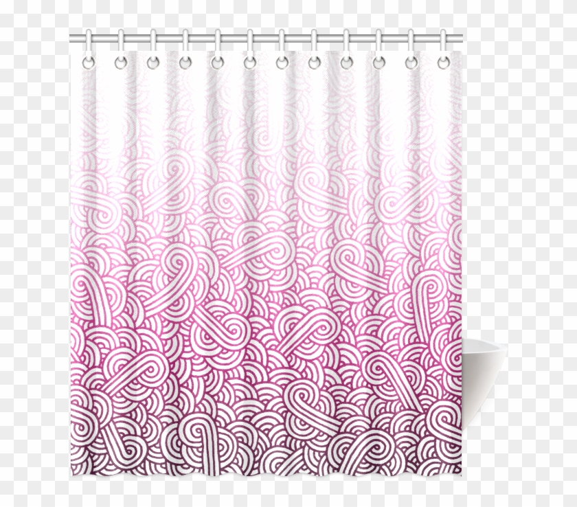 Gradient Pink And White Swirls Doodles Shower Curtain - Paisley Clipart #3663174