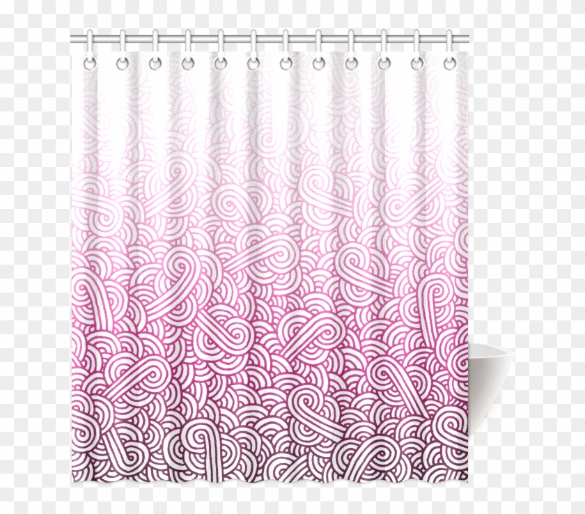 Gradient Pink And White Swirls Doodles Shower Curtain - Paisley Clipart