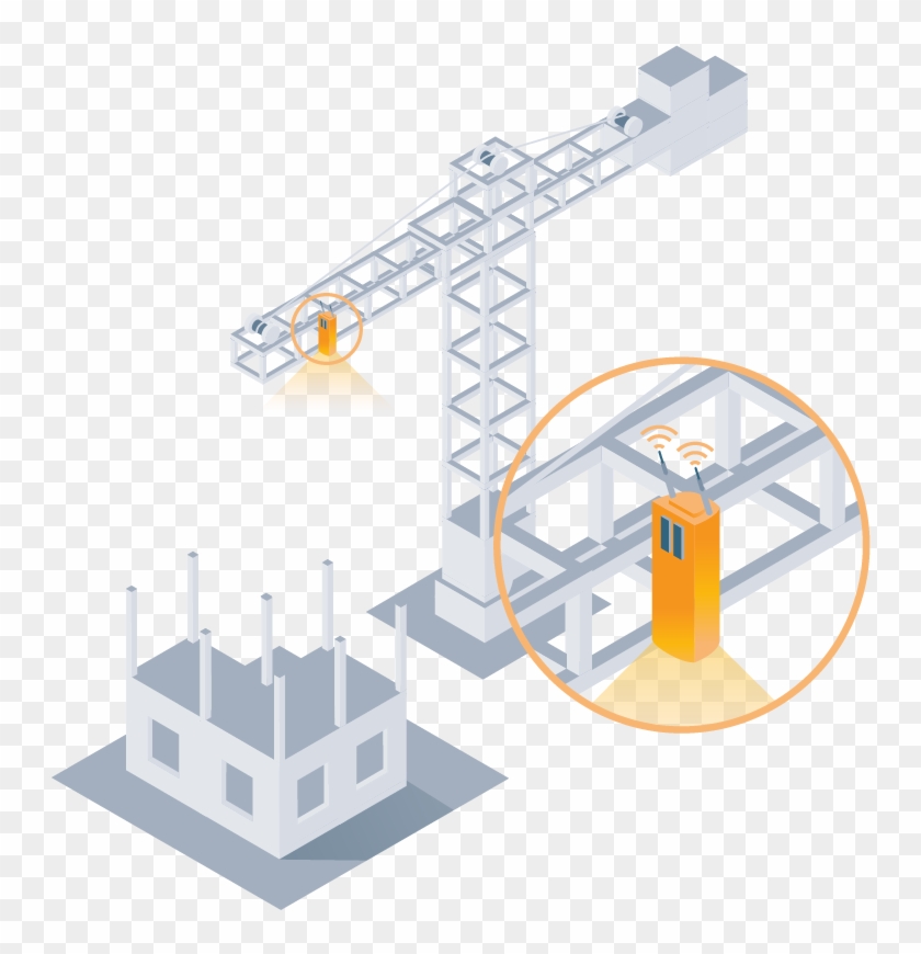 Crane-mounted Camera For Construction Site Monitoring - Illustration Clipart