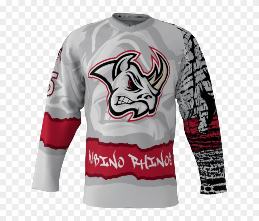 Albino Rhinos Custom Roller Hockey Jersey - Long-sleeved T-shirt Clipart