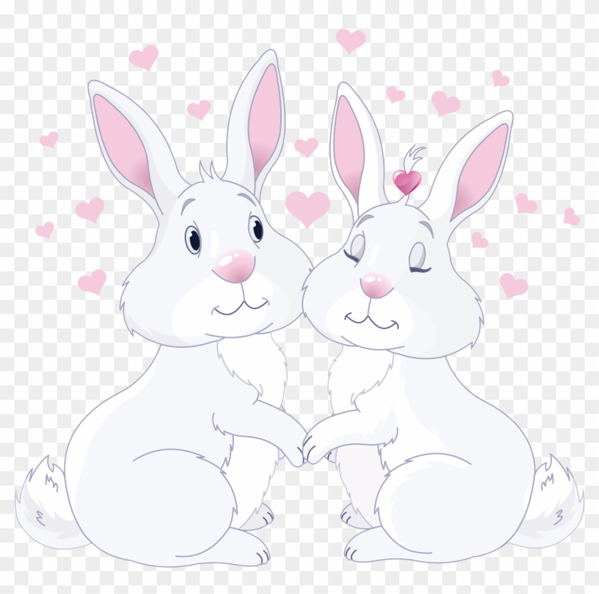 Cute Bunnies In Love Png Clipart Picture - Clip Art Transparent Png
