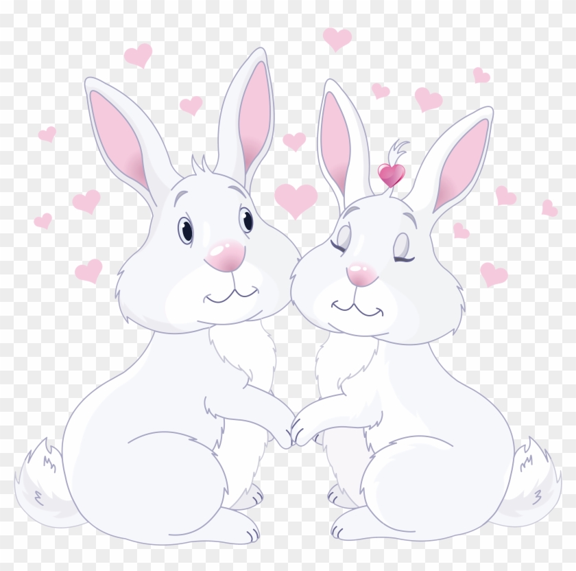 Cute Bunnies In Love Png Clipart Picture - Clip Art Transparent Png #3663827