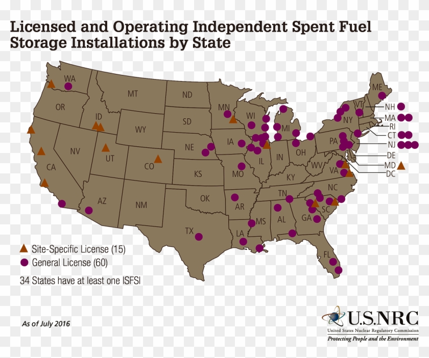 Licensed And Operating Independent Spent Fuel Storage - Epic Pass Map 2018 Clipart #3664937