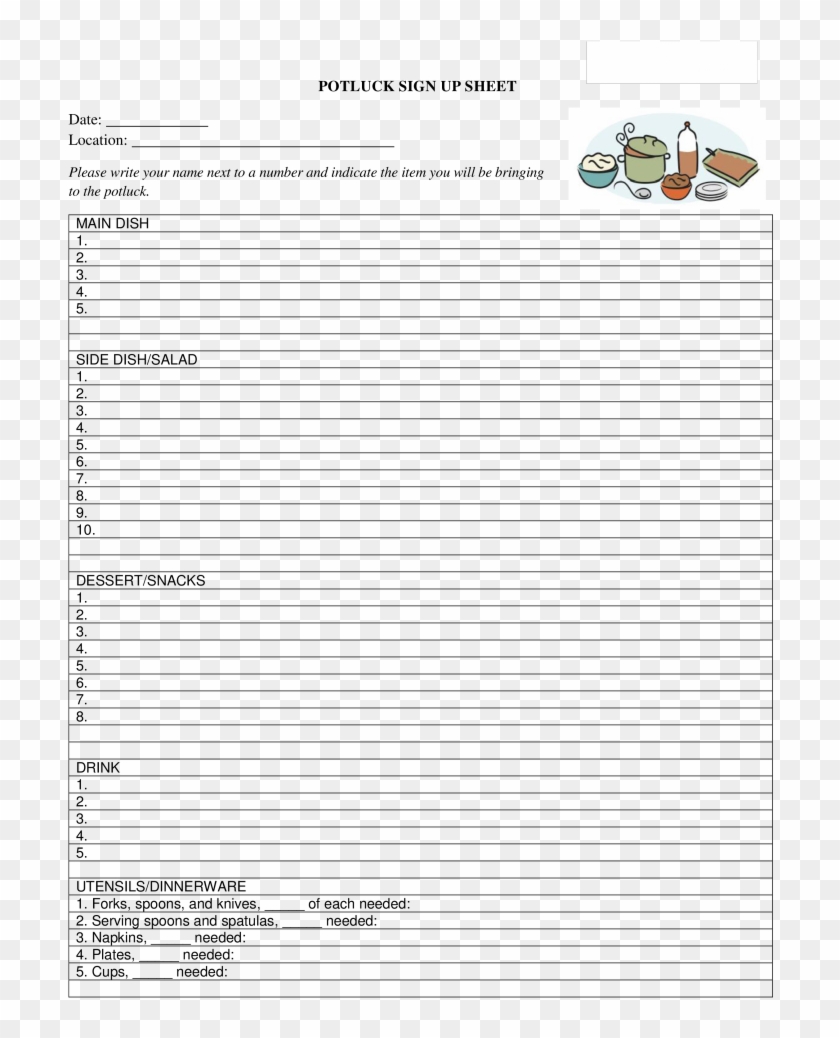 Christmas Potluck Sign Up Sheet Template Free Google - Template Clipart #3665360