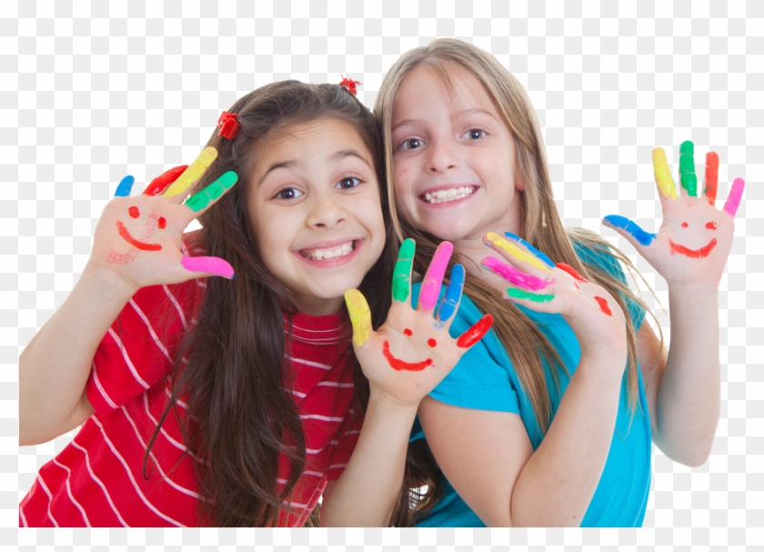Girls With Paint On Hands - Girl Clipart