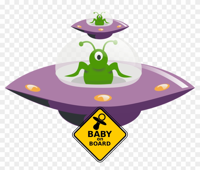 Alien Baby On Board - Cartoon Ufo Transparent Background Clipart #3666490