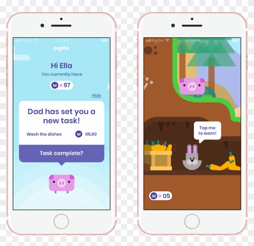 Easy For Parents, Fun For Kids Pigzbe Helps Children - Iphone Clipart