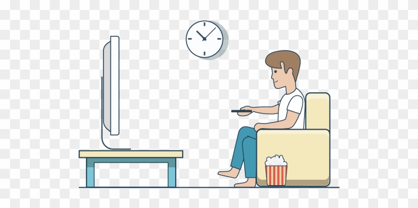 Svg Black And White Television Drawing Man Sitting - นั่ง ดู ทีวี การ์ตูน Clipart #3666979