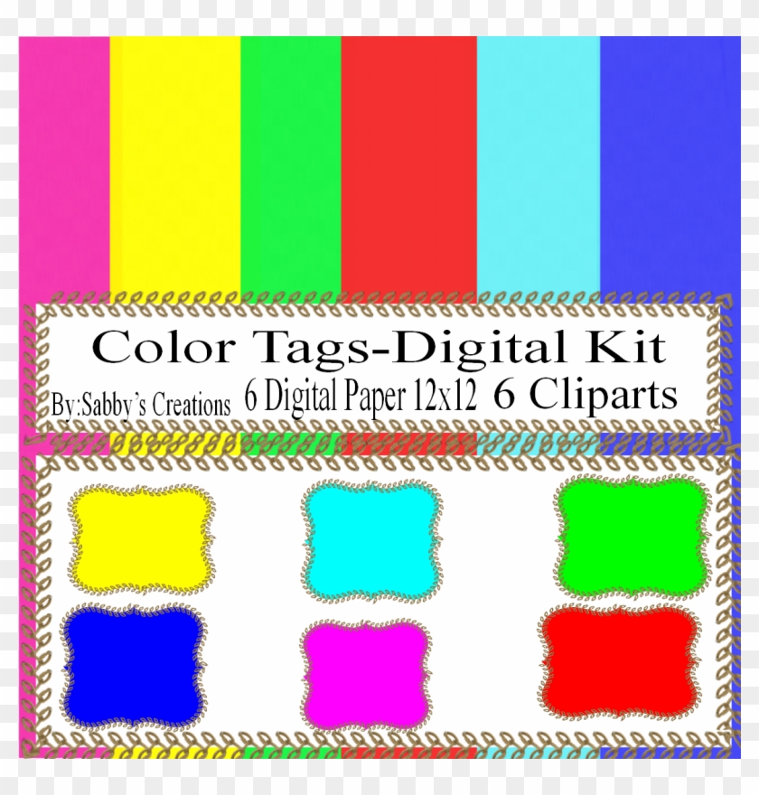 Tags Digital Kit 1a Digtial Paper Art Clip Gift Tag - Colorfulness - Png Download