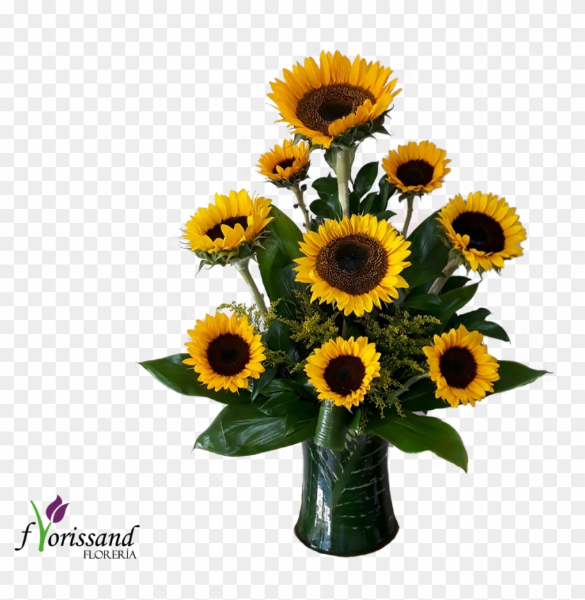 Jarron Cristal Forrado En Hojas Verdes - Sunflower Clipart #3667258