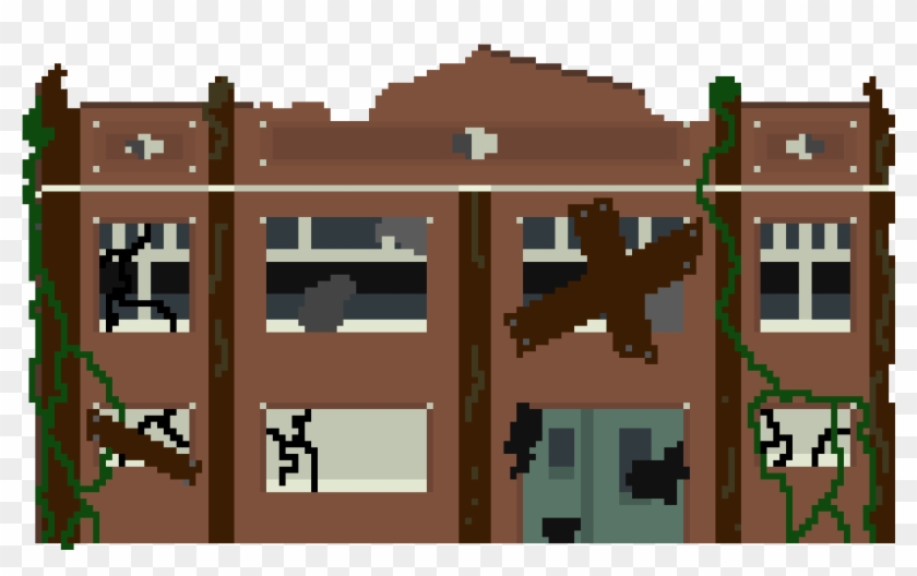 Warehouse Broken Down - Broken Building Pixel Art Clipart