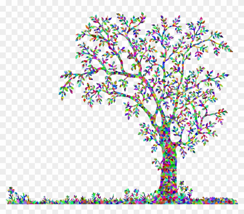 This Free Icons Png Design Of Low Poly Prismatic Tree - Copyright Free Flower Silhouette Clipart #3670159