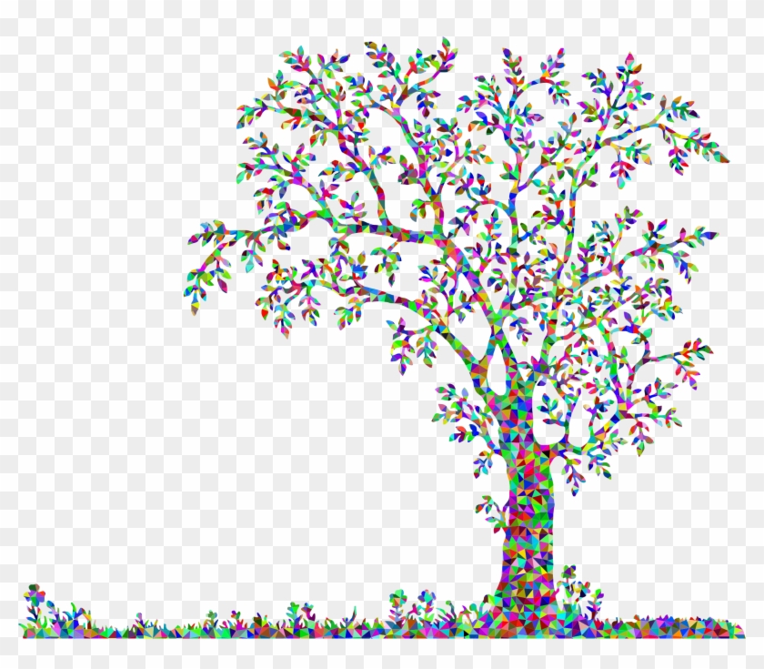 This Free Icons Png Design Of Low Poly Prismatic Tree - Copyright Free Flower Silhouette Clipart