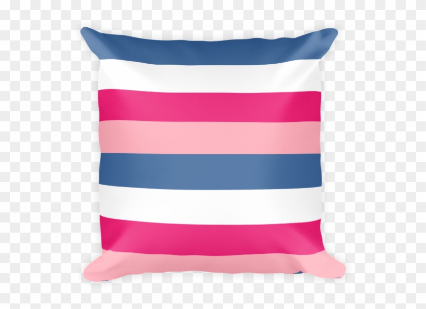 Pink And Blue Stripes Square Pillow - Cushion Clipart #3671203