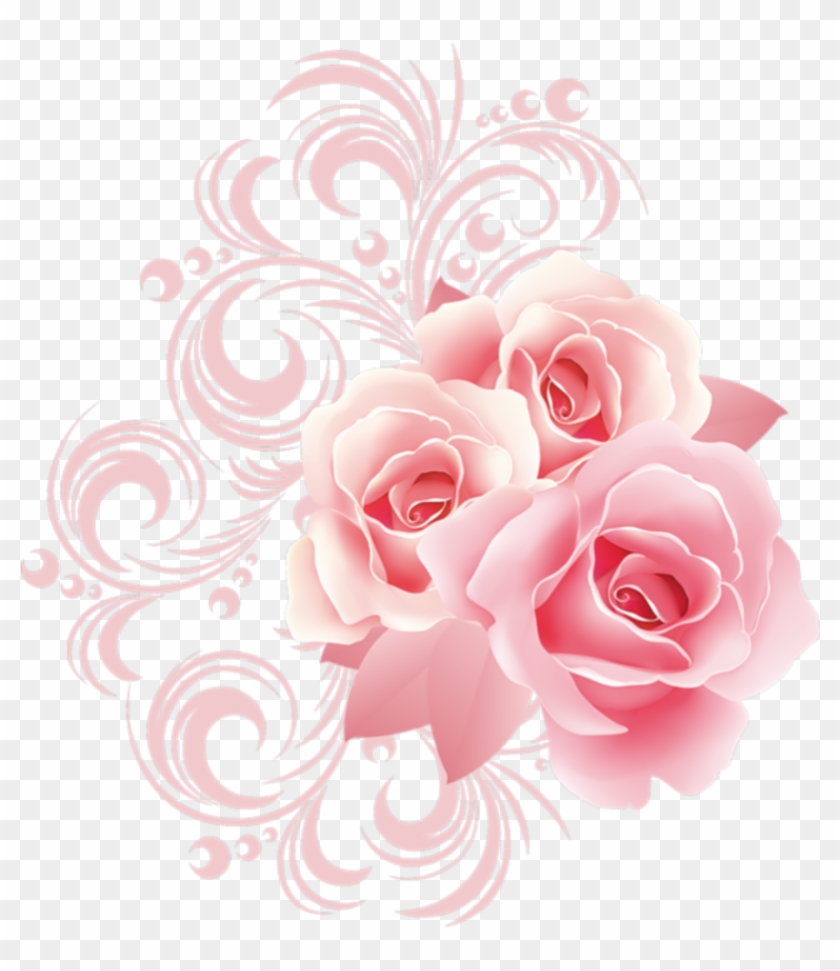 Pink Floral Border Png Clipart #3671426