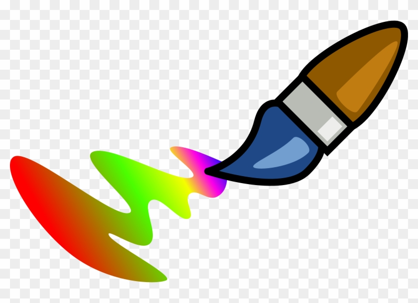 Free Vector Color Brush Cartoon Clip Art - Paint Brush Cartoon - Png Download