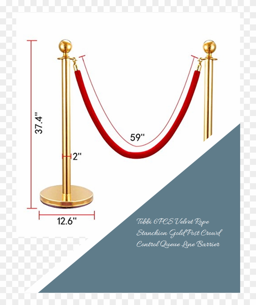 Tobbi 6pcs Velvet Rope Stanchion Gold Post Crowd Control - Illustration Clipart #3671451