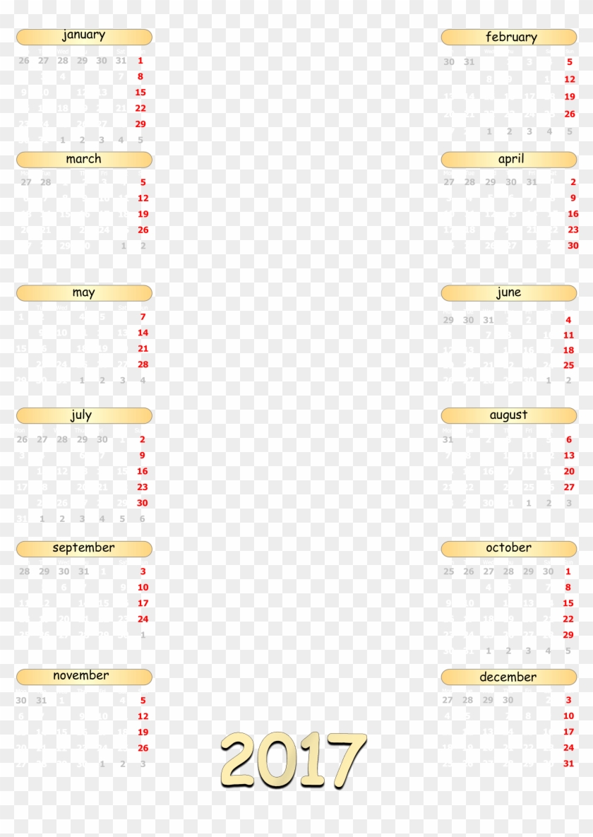 2017 Calendar Png Clipart #3671666