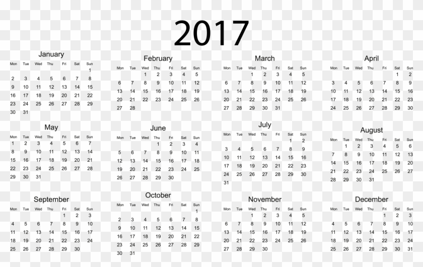 2017 Calendar - Full Year 2019 Calendar Clipart #3671730