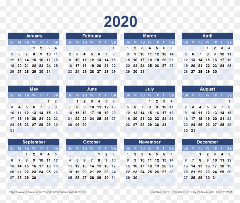 2020 Calendar Free Png Image 2021 Yearly Calendar Printable