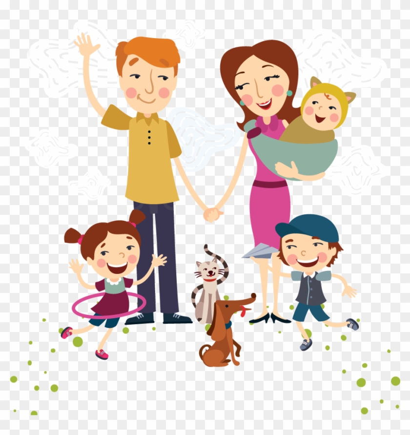 Family Happiness Euclidean Vector Illustration - Happy Family Of Five Clipart #3673260