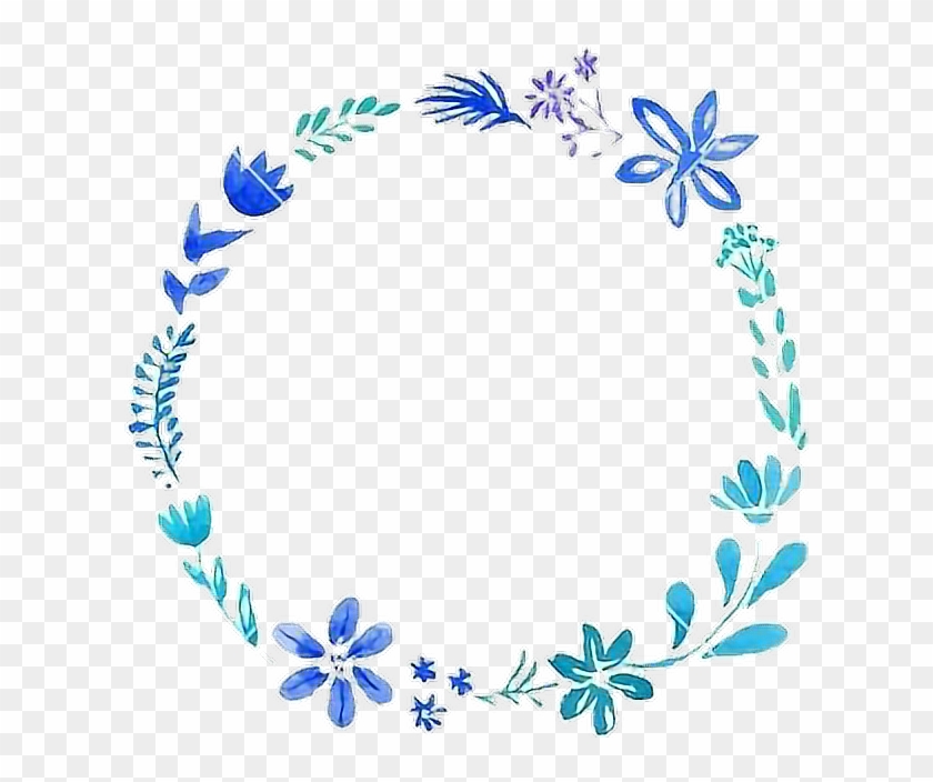 #corona # Flores #rosas - Blue Floral Circle Frame Png Clipart