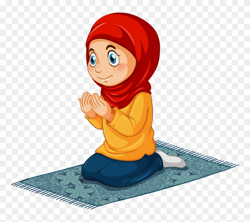 Muslim Girl Praying Cartoon Clipart #3674375
