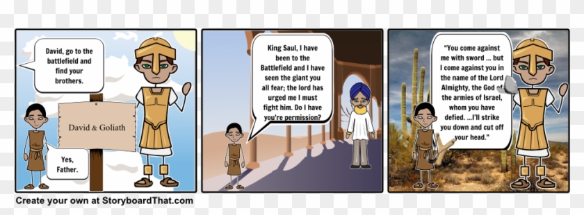 David And Goliath - Cartoon Clipart #3675704