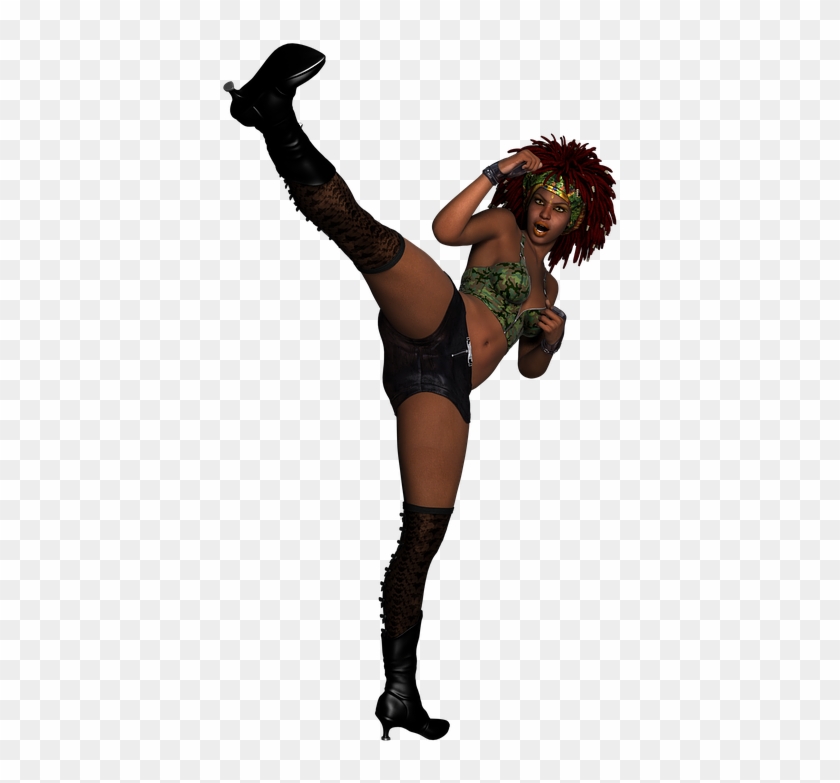 Woman Fight Feisty Combat Fitness Training - Cartoon Clipart