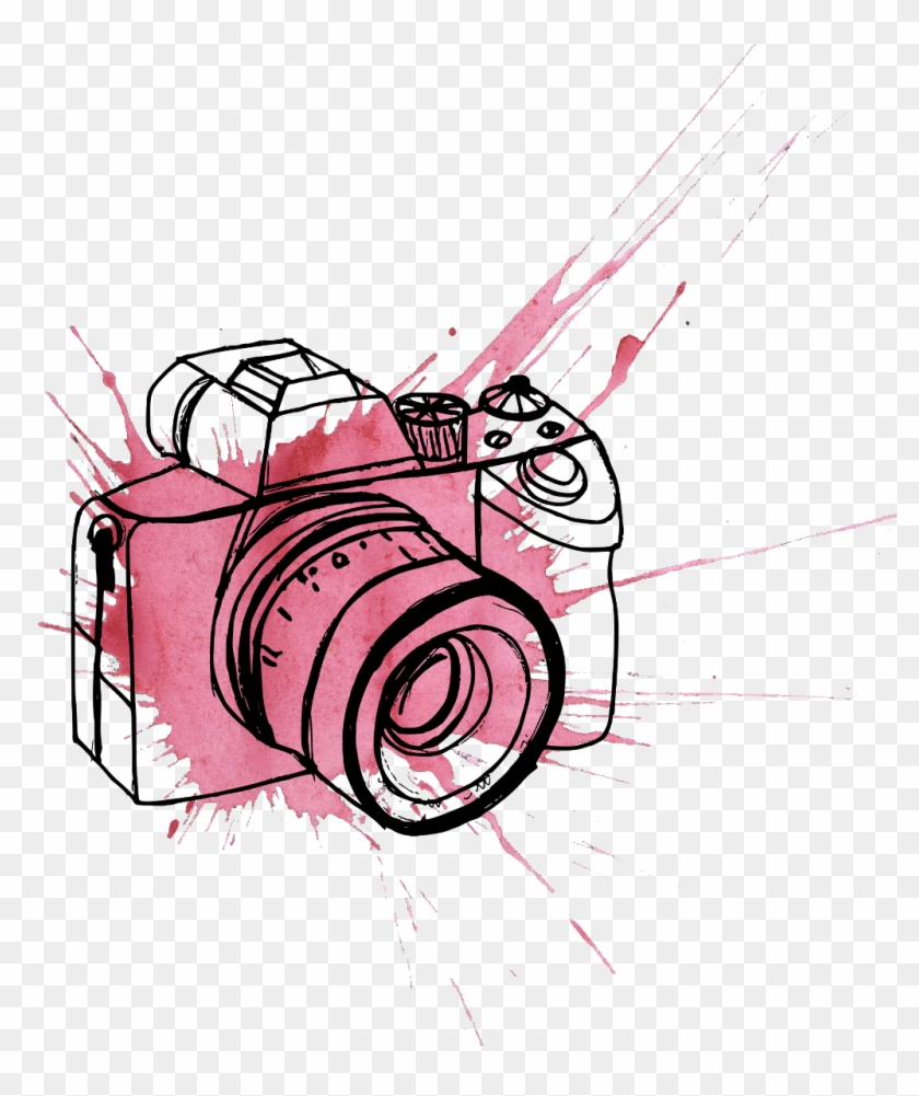 Ftestickers Camera Watercolor Stain Splash Paint Painti - Slr Camera Illustration Png Clipart #3676940