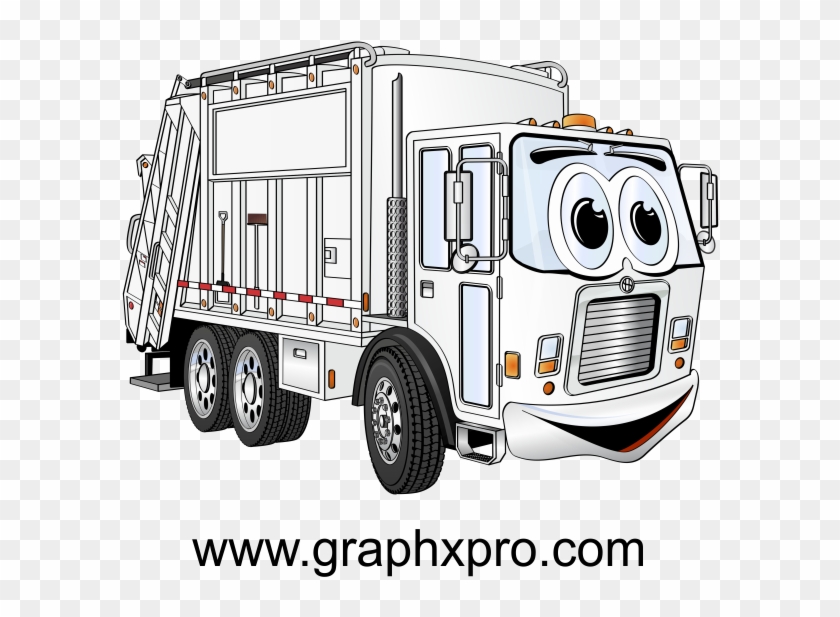 White Garbage Truck Cartoon - Cute Garbage Truck Cartoon Clipart