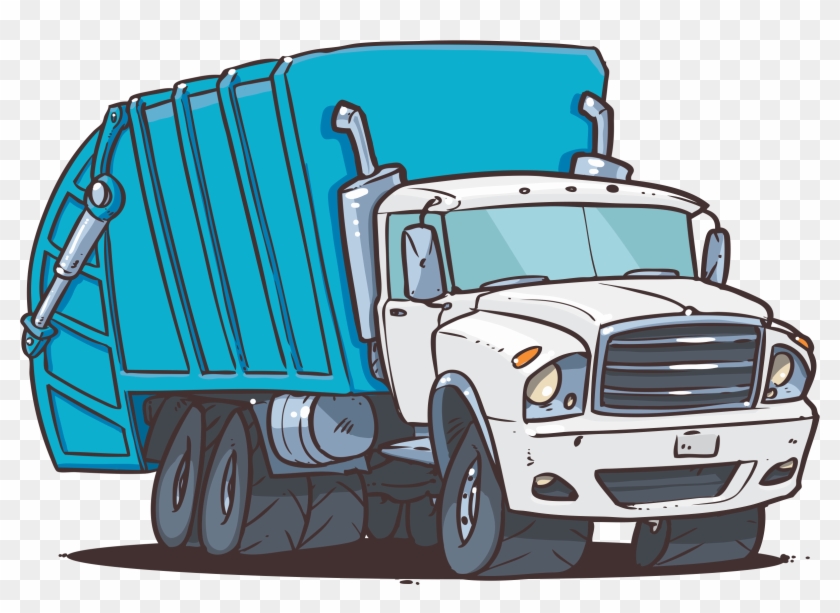 Garbage Truck Animal Control Van Yellow Cab Concrete - Cartoon Garbage Truck Png Clipart #3678524