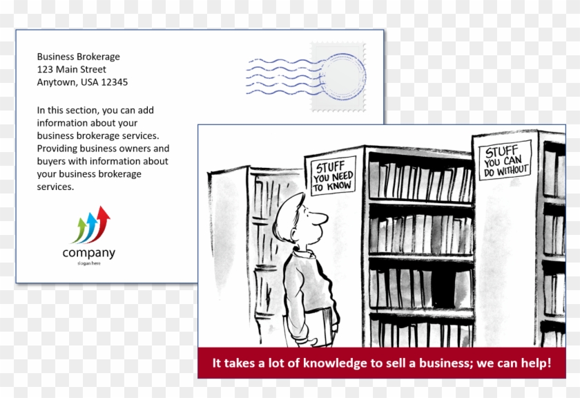 Business Broker Postcard Template - School Library Cartoon Clipart