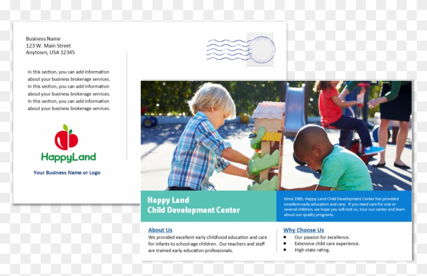Cco Child Care Postcard Template 1 Sample 3 Front And - Preschool Clipart #3679701
