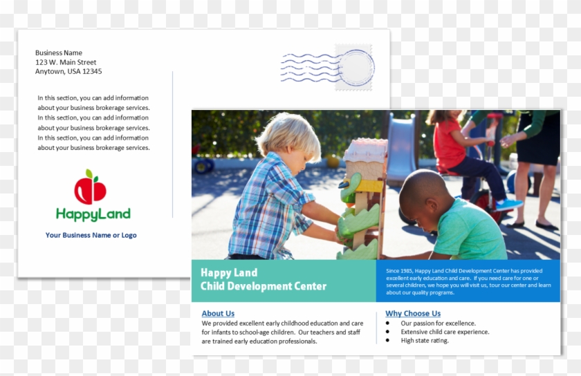Cco Child Care Postcard Template 1 Sample 3 Front And - Preschool Clipart