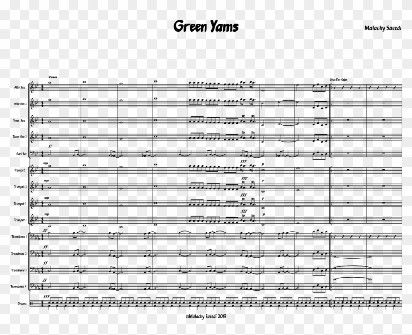 Green Yams Sheet Music Composed By Malachy Saeedi 1 - Thumbnail Clipart