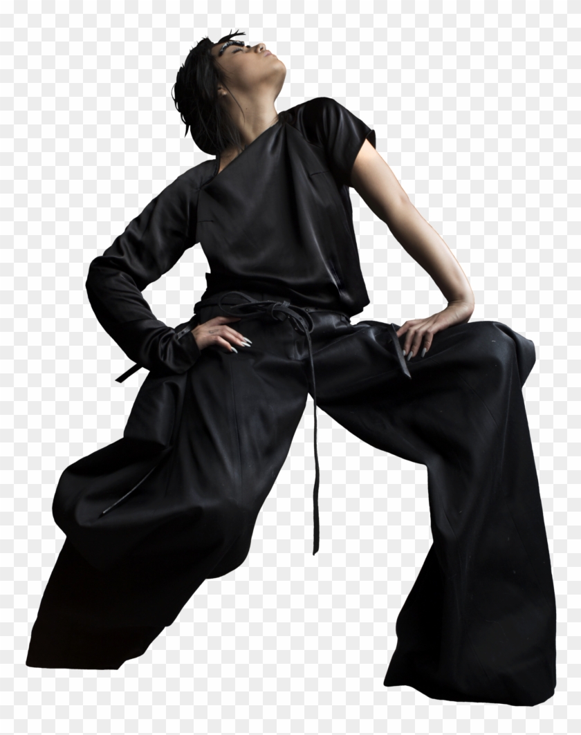 Single Sleeve Raglan Style Blouse With Back Ribbon - Sitting Clipart