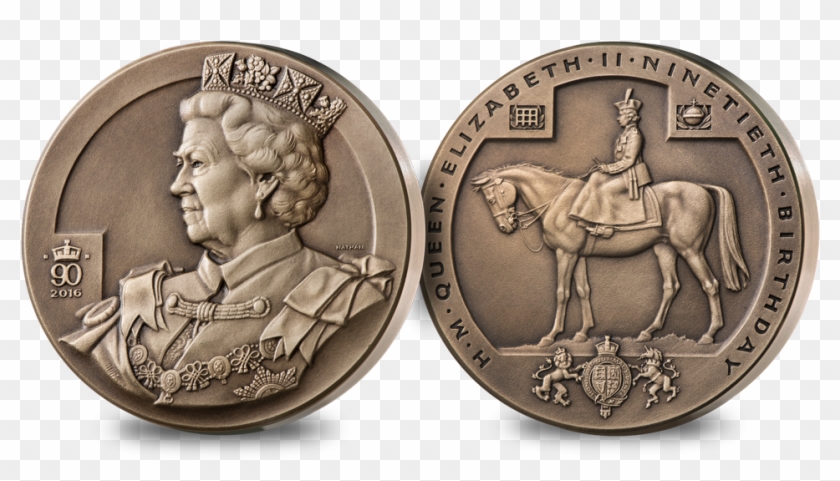 Impressive 61mm Diameter Struck In Solid Bronze And - Queen's 90th Birthday Medal Clipart #3681228