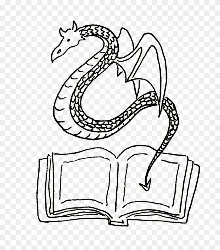 I Love This Sleeping Dragon Drawing - Line Art Clipart