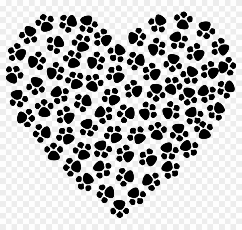 Resumen, Animales, Arte, Perro, Gato, Felino, Corazón - Heart With Paw Prints Clipart #3681711