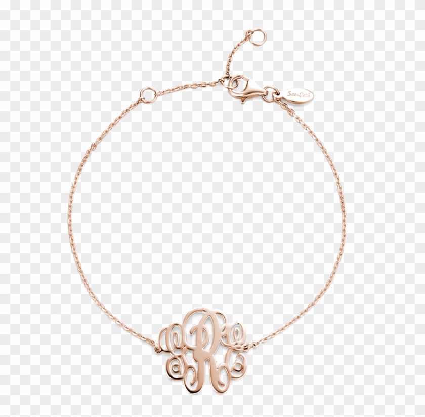 Pulsera De Monograma Plata Chapado En Oro Rosa - Necklace Clipart #3681806