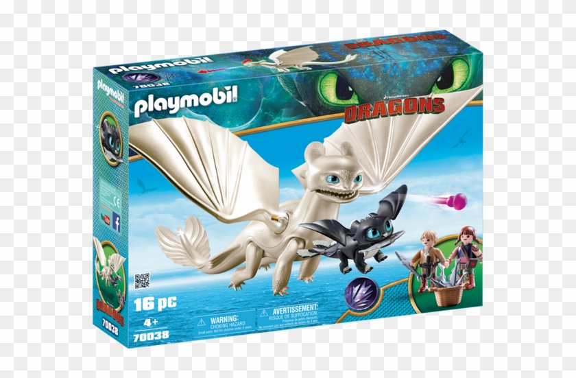 Light Fury With Baby Dragon And Children - Playmobil How To Train Your Dragon Clipart
