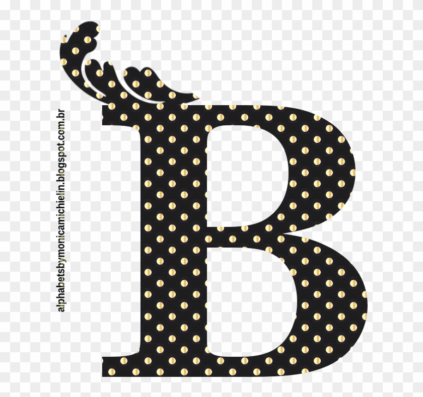 Alfabeto Monograma Bolinhas Douradas Com Fundo Preto - Monogramas Preto Png Clipart