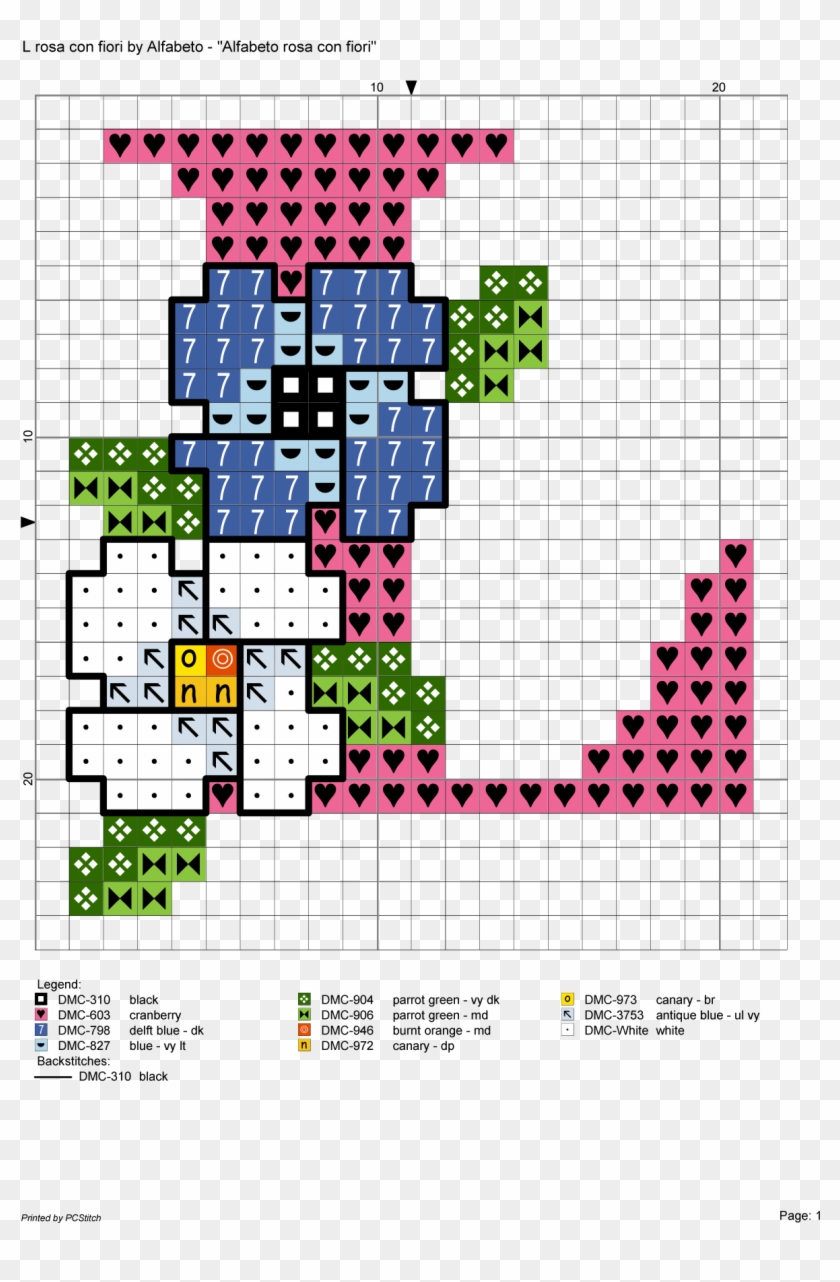 Pink Alphabet With Flowers Cross Stitch Patterns Alfabeto - Alfabeto Rosa Con Fiori Punto Croce Clipart