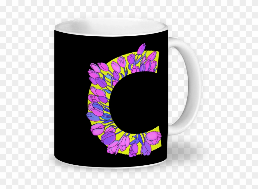 Caneca Monograma Floral C De Eveline Pezzinina - Blue Clipart