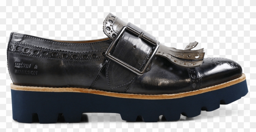 Monks Amelie 52 London Fog Kilty Smoke Buckle Gunmetal - Slip-on Shoe Clipart