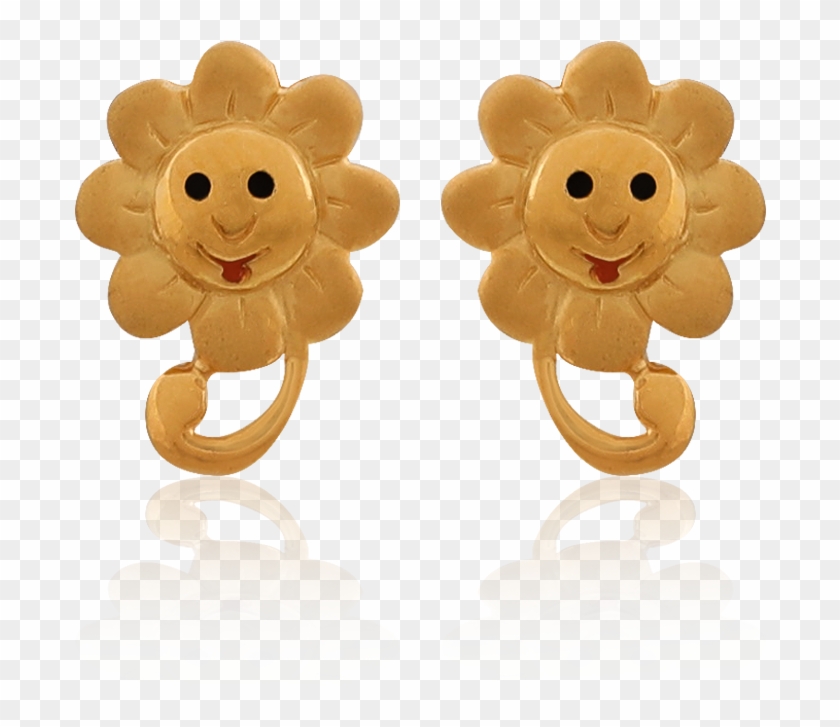 Cute Golden Flower Earring - Cartoon Clipart #3683000
