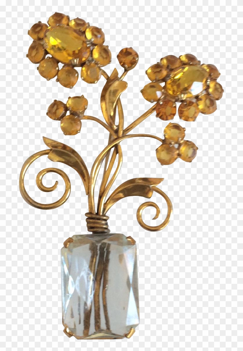 Golden Flower Arrangement Pin - Artificial Flower Clipart #3683153