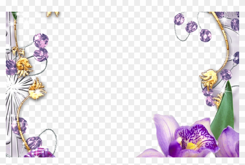 Purple Flower Borders And Frames Purple Flowers Golden - Borders And Frames Flowers Clipart #3683230