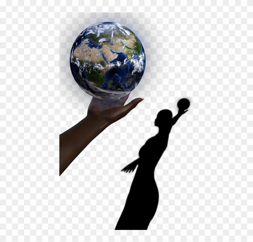 Globo Terra Planeta Mão Manter Sombra Silhouett - Earth Clipart #3683255